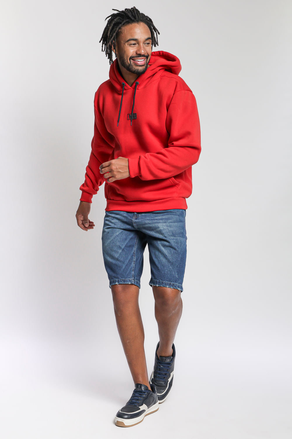 Blusa Moletom Masculina Canguru Logo Polo Wear Vermelho Médio