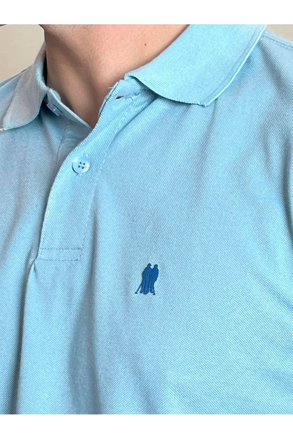 Polo Masculina Piquet Básica Com Botões Polo Wear Azul Claro