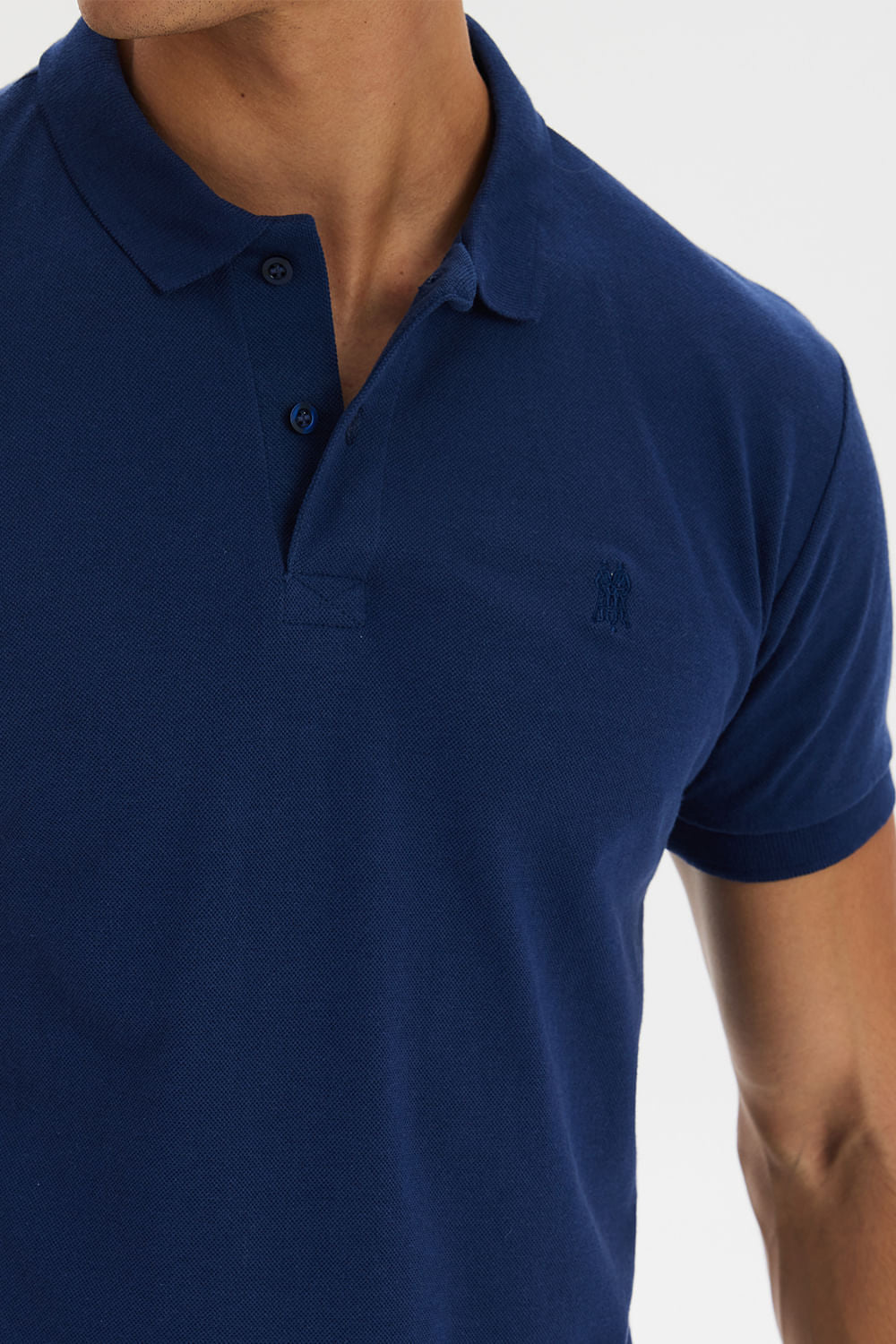 Polo Masculina Piquet Bordada Polo Wear Azul Escuro
