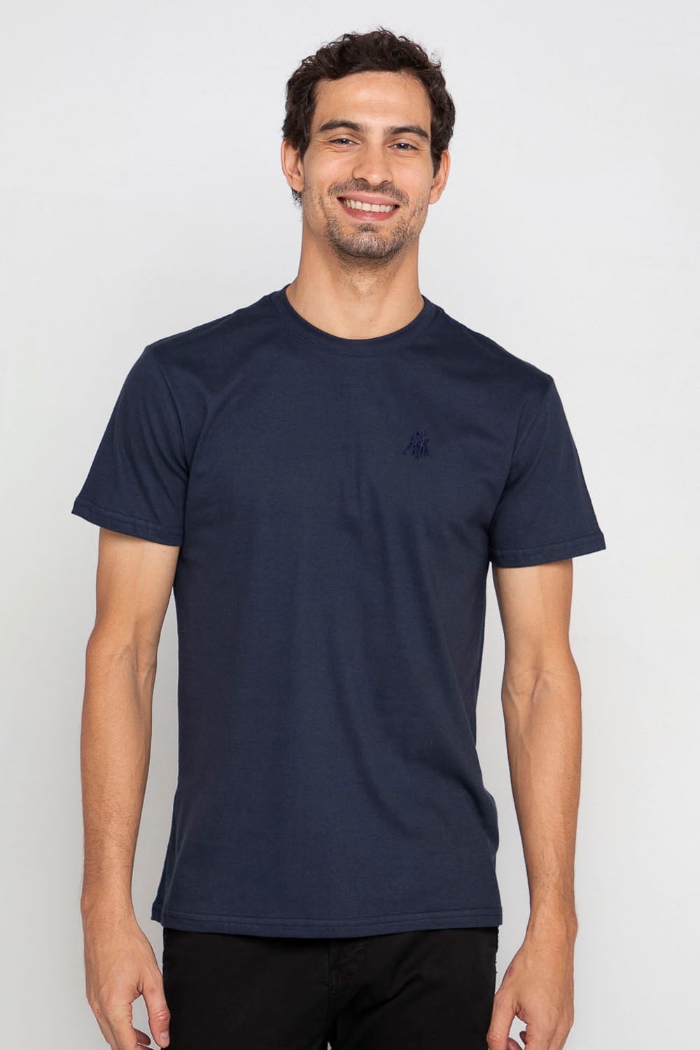 Camiseta Masculina Logo Bordado Polo Wear Azul Escuro