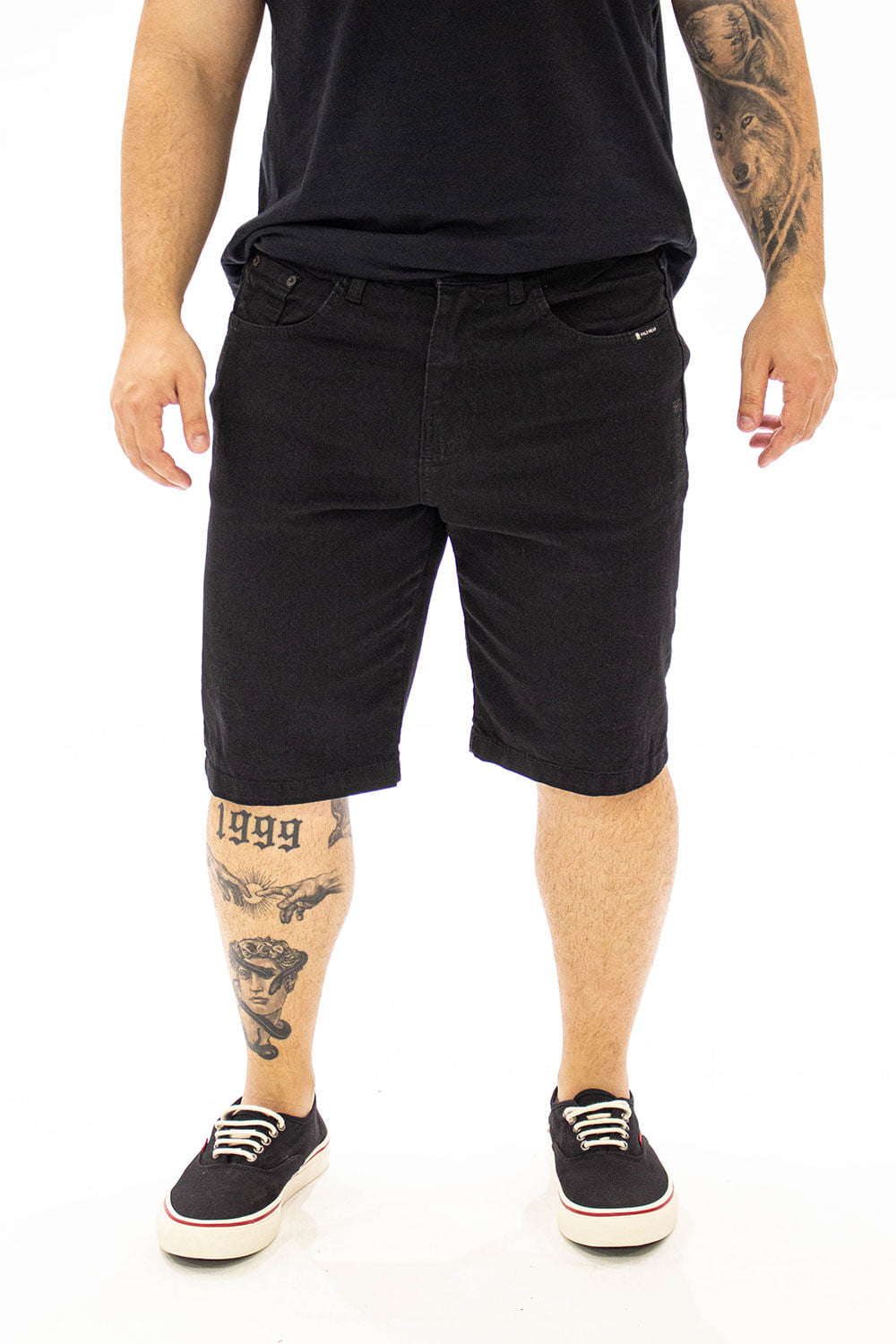 Bermuda Masculina Jeans Regular Belline Polo Wear Preto