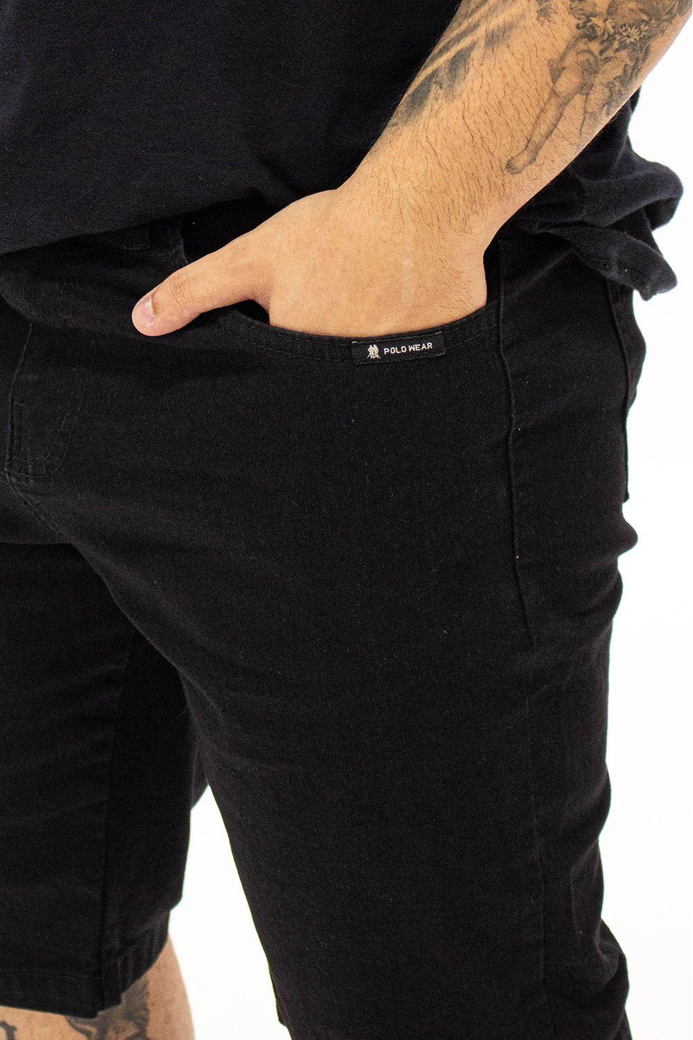 Bermuda Masculina Jeans Regular Belline Polo Wear Preto