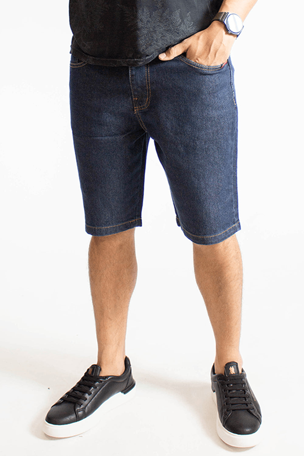 Bermuda Jeans Masculina Stark Blue Polo Wear Jeans Escuro