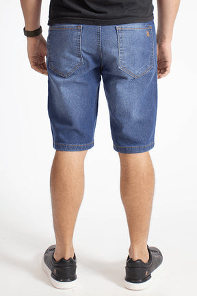 Bermuda Jeans Masculina Blue Básica Polo Wear Jeans Escuro