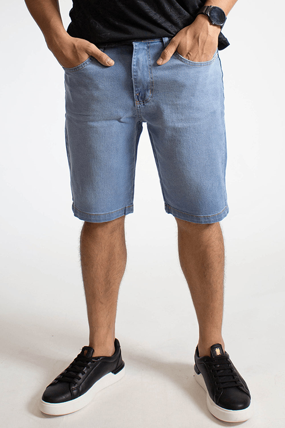 Bermuda Jeans Masculina Slim Básica Polo Wear Jeans Claro