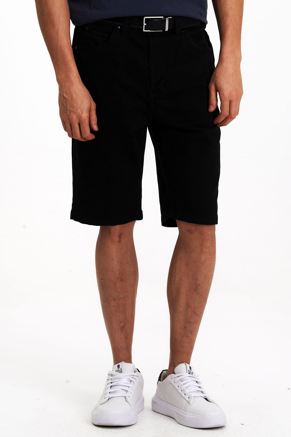 Bermuda Sarja Masculina Slim Polo Wear Preto