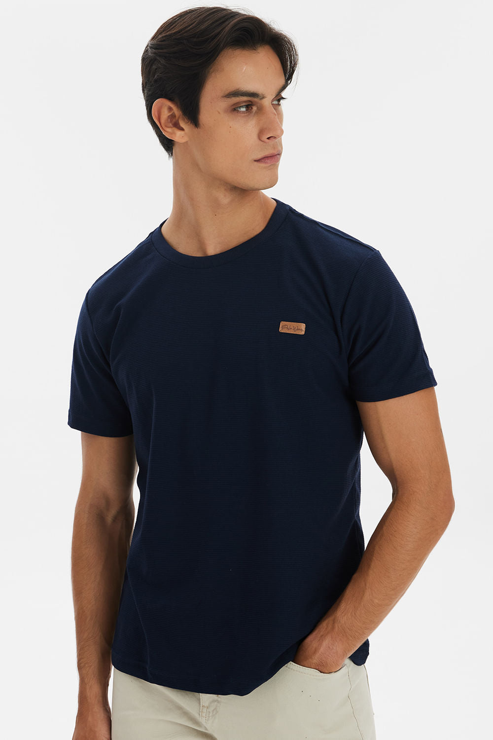 Camiseta Masculina Manga Curta Polo Wear Azul Escuro