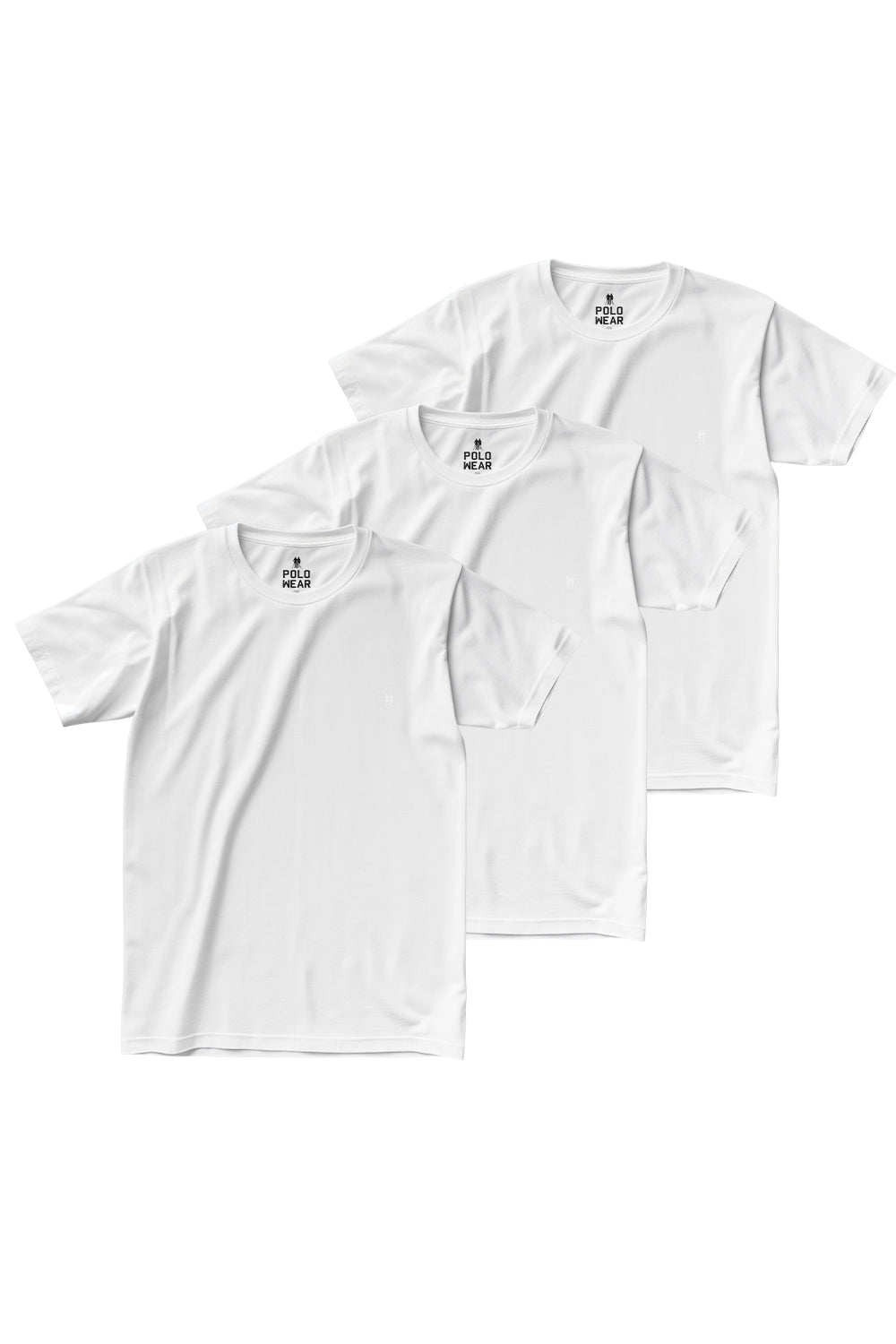 Kit 3 Camisetas Básicas Masculinas Logo Polo Wear Branco