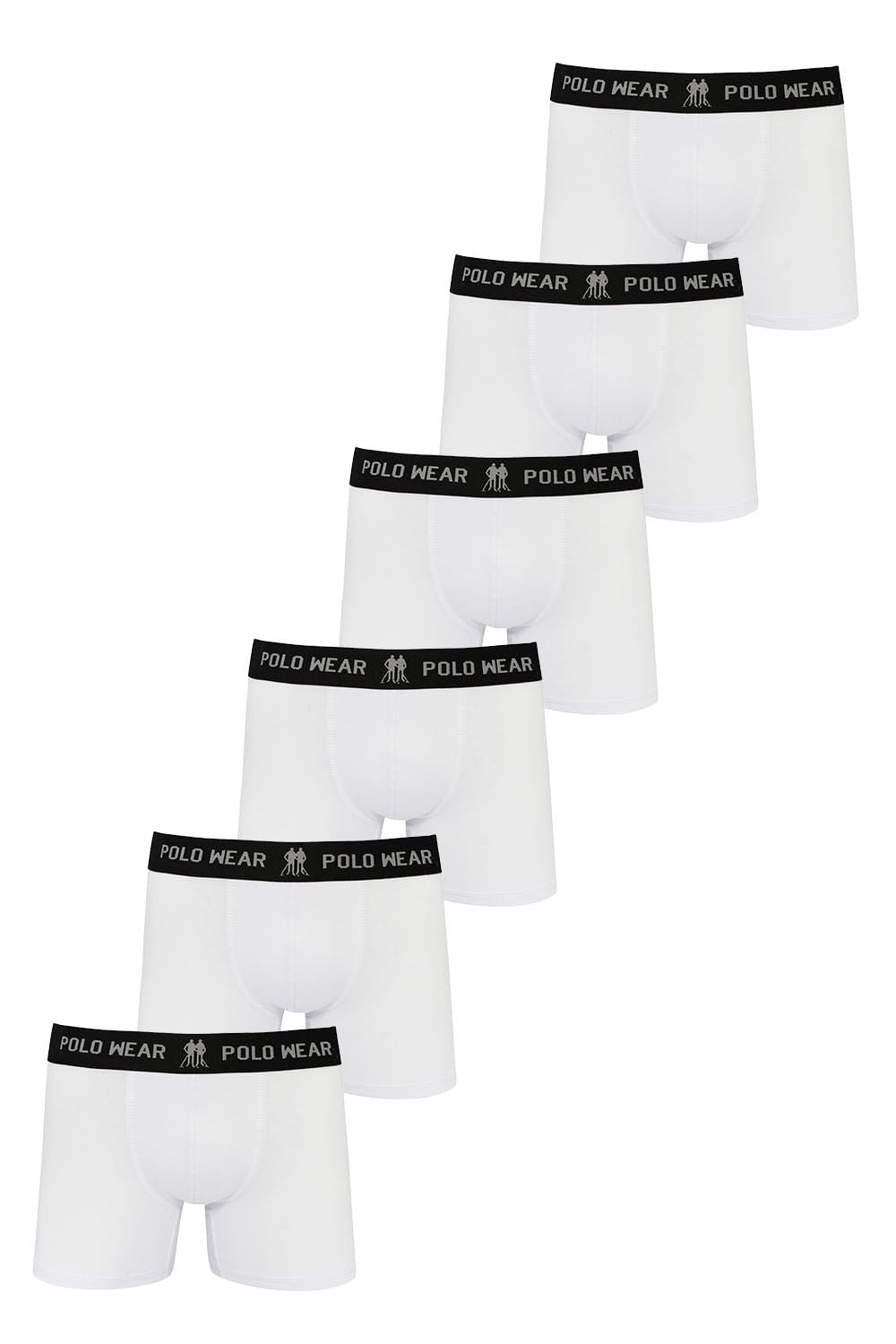 Kit 6 Cuecas Boxer Algodão Polo Wear Branco