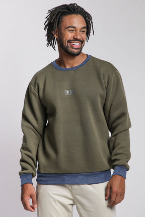 Blusa Moletom Masculina Gola Careca Polo Wear Verde Escuro