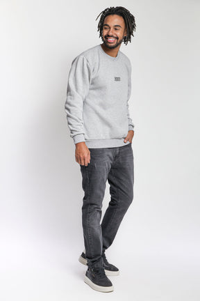 Blusa Moletom Masculina Gola Careca Polo Wear Cinza Médio