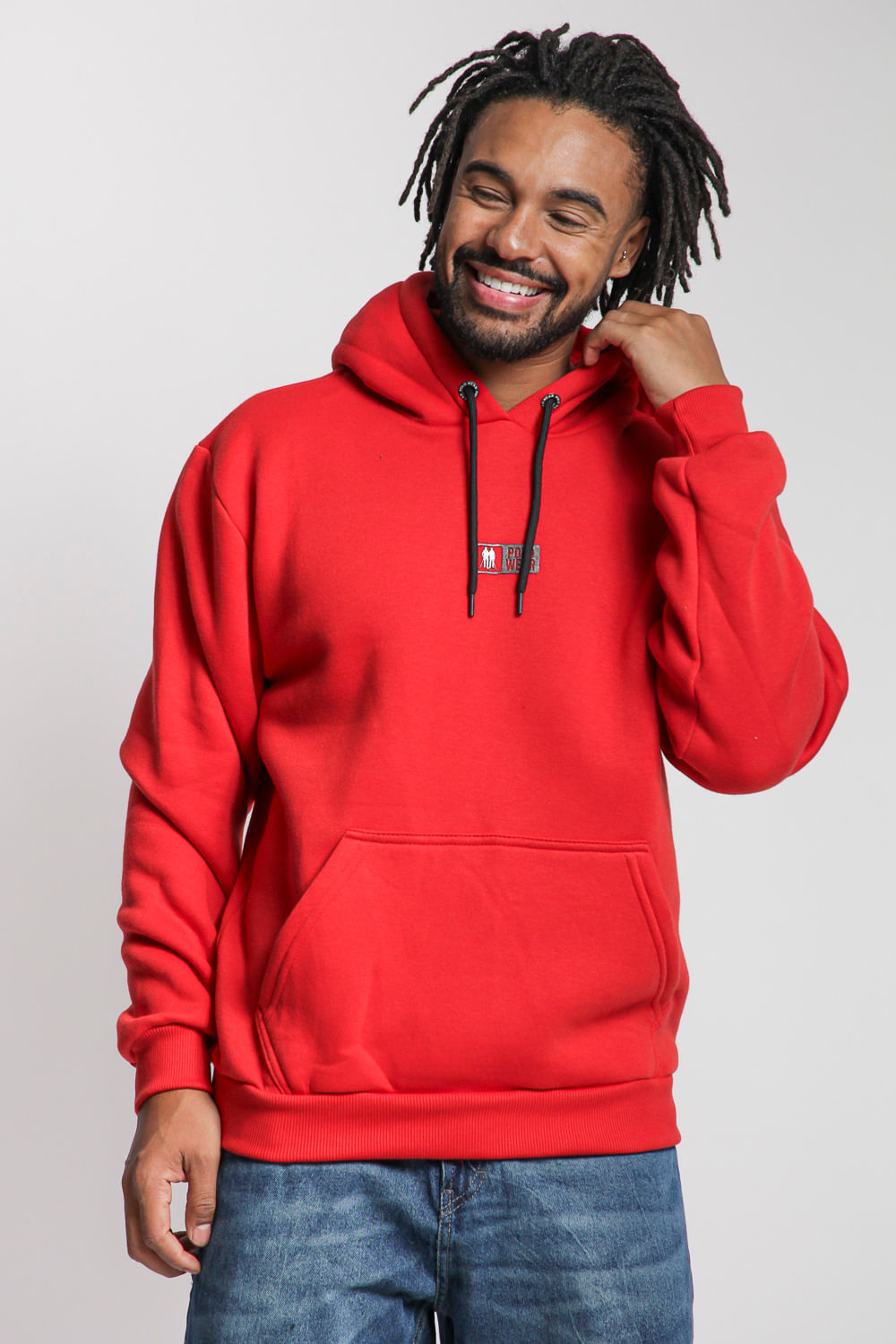 Blusa Moletom Masculina Canguru Logo Polo Wear Vermelho Médio