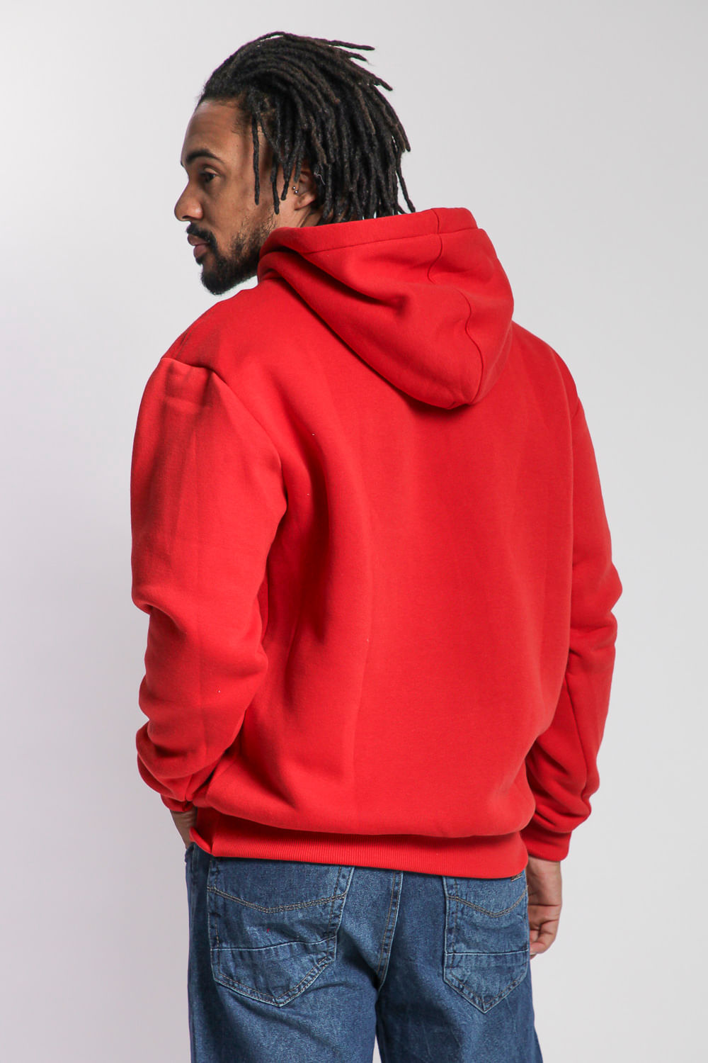 Blusa Moletom Masculina Canguru Logo Polo Wear Vermelho Médio