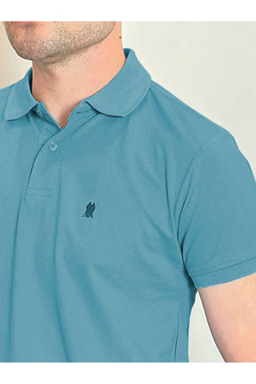 Polo Piquet Masculina Básica Manga Curta Polo Wear Azul Médio