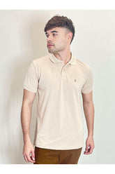 Polo Masculina Piquet Básica Com Botões Polo Wear Bege Médio