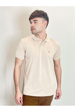 Polo Masculina Piquet Básica Com Botões Polo Wear Bege Médio
