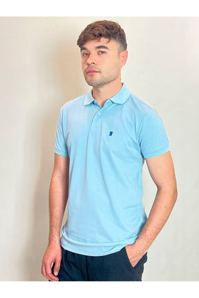 Polo Masculina Piquet Básica Com Botões Polo Wear Azul Claro