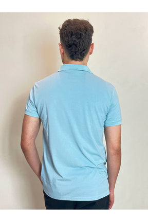 Polo Masculina Piquet Básica Com Botões Polo Wear Azul Claro