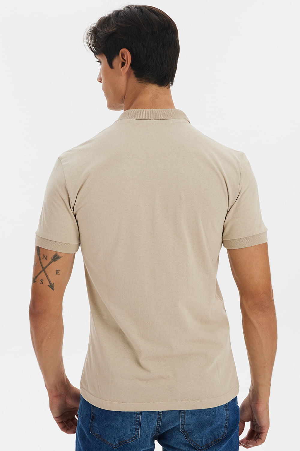 Polo Masculina Meia Malha Polo Wear Bege Médio