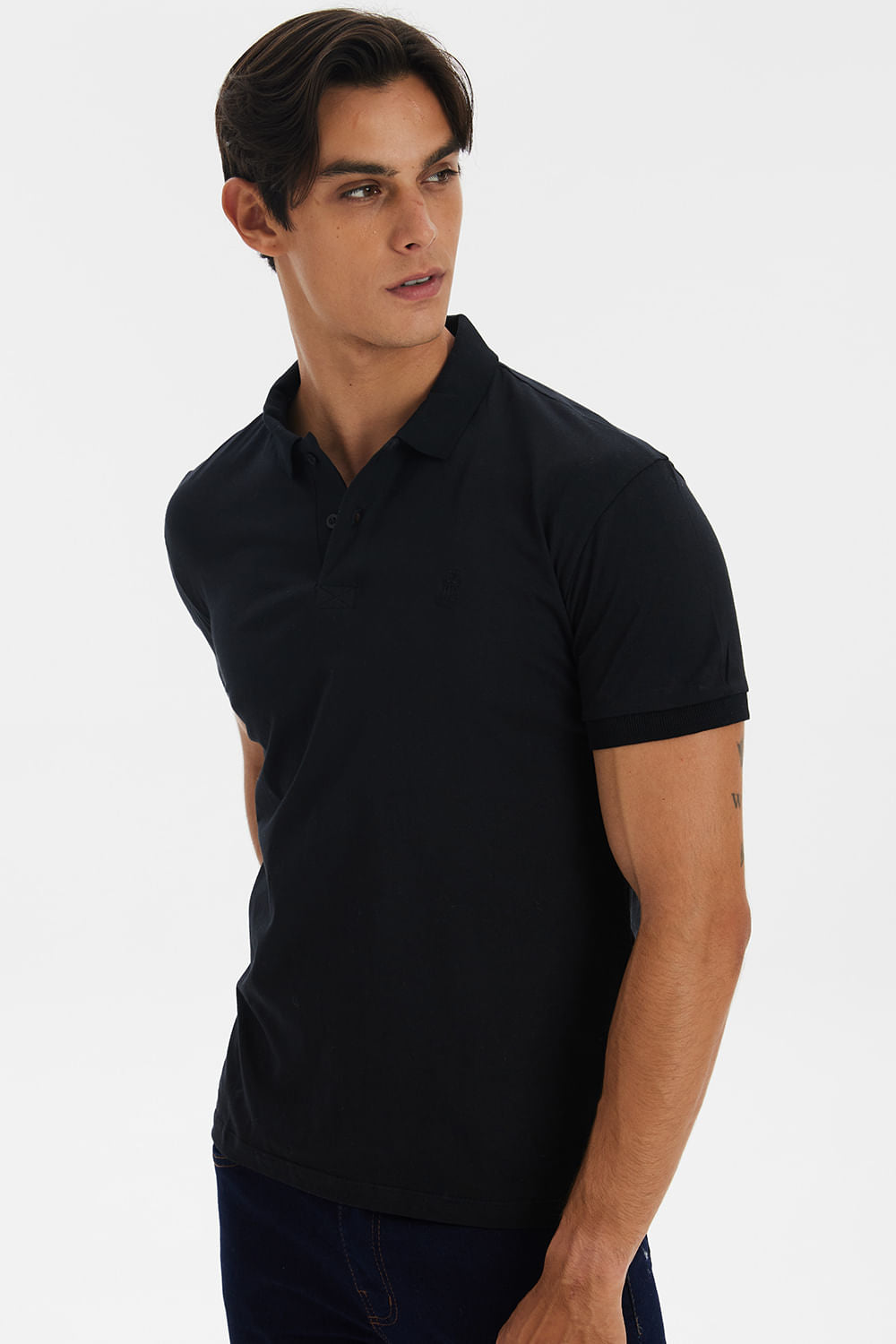 Polo Masculina Meia Malha Polo Wear Preto