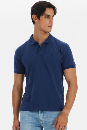 Polo Masculina Piquet Bordada Polo Wear Azul Escuro