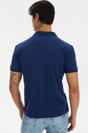 Polo Masculina Piquet Bordada Polo Wear Azul Escuro