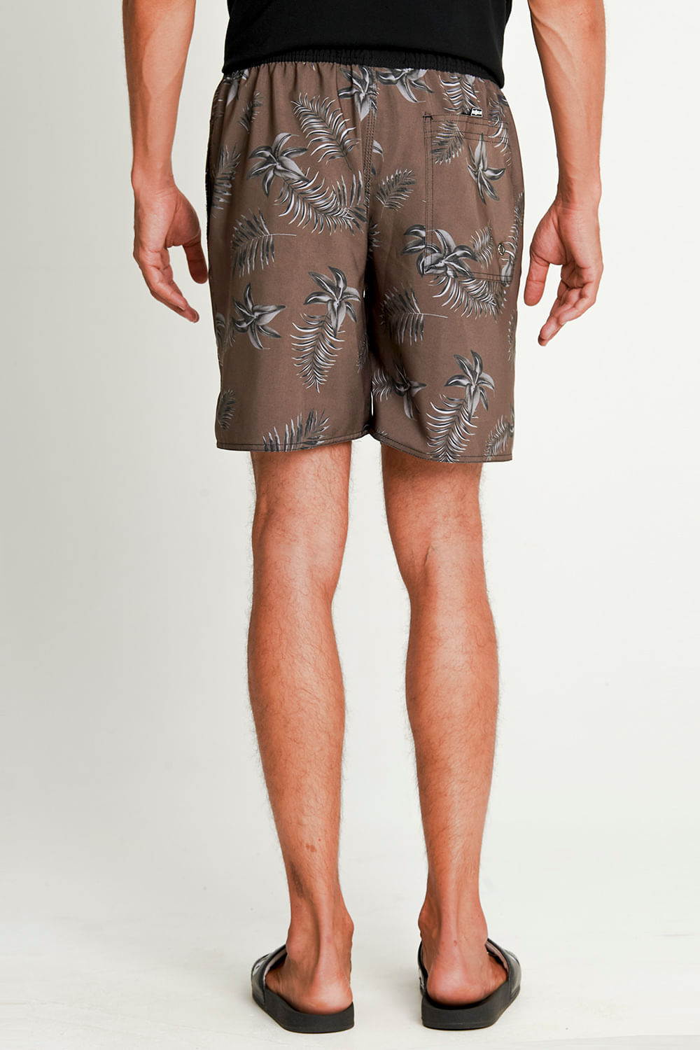 Short Vôlei Estampa Folhas Polo Wear Marrom Medio
