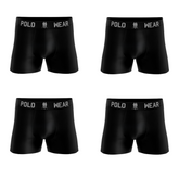 Kit 4 Cuecas Boxer Algodão Premium Polo Wear Preto
