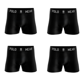 Kit 4 Cuecas Boxer Algodão Premium Polo Wear Preto