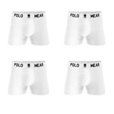 Kit 4 Cuecas Boxer Algodão Premium Polo Wear Branco