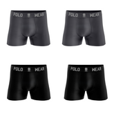Kit 4 Cuecas Boxer Algodão Premium Polo Wear Preto e Cinza