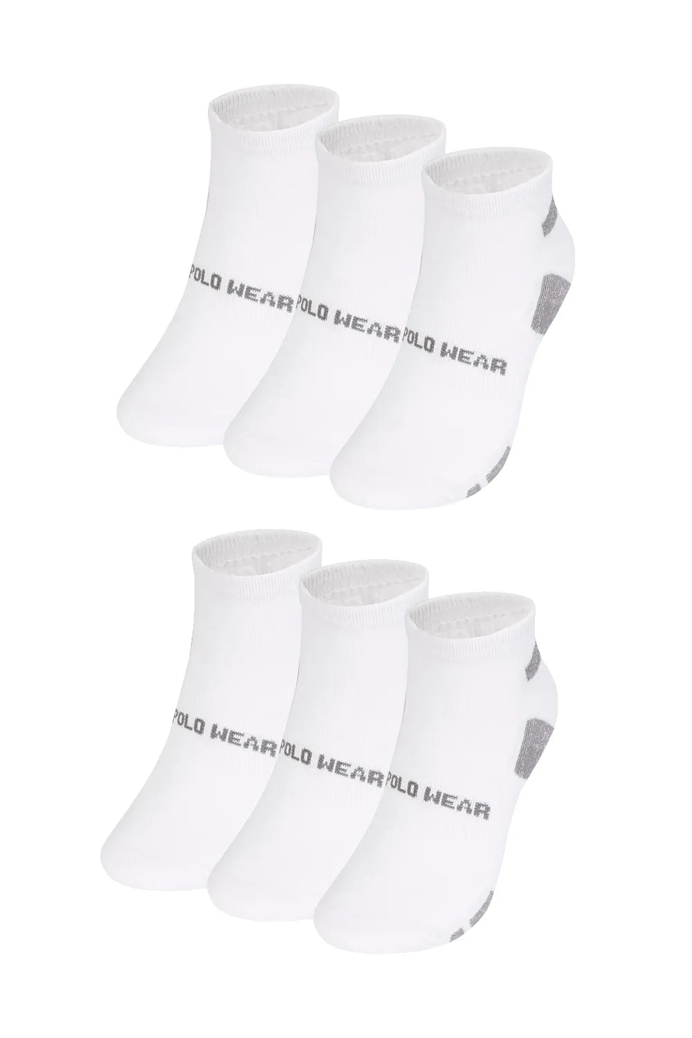 Kit 6 Meias Atoalhadas Cano Curto Polo Wear Branco